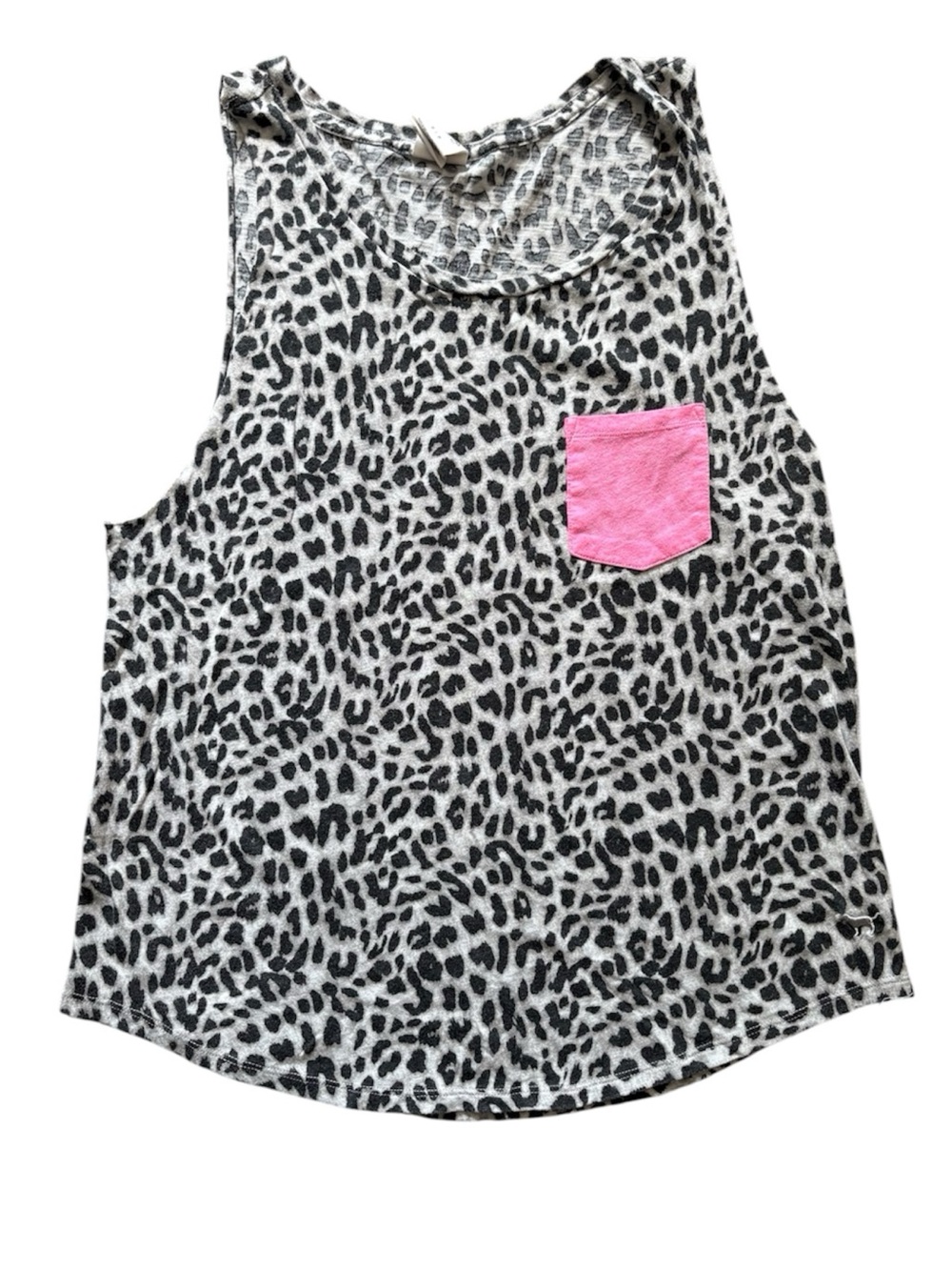 Victoria’s Secret pink grey and black cheetah print tank top with pink pocket